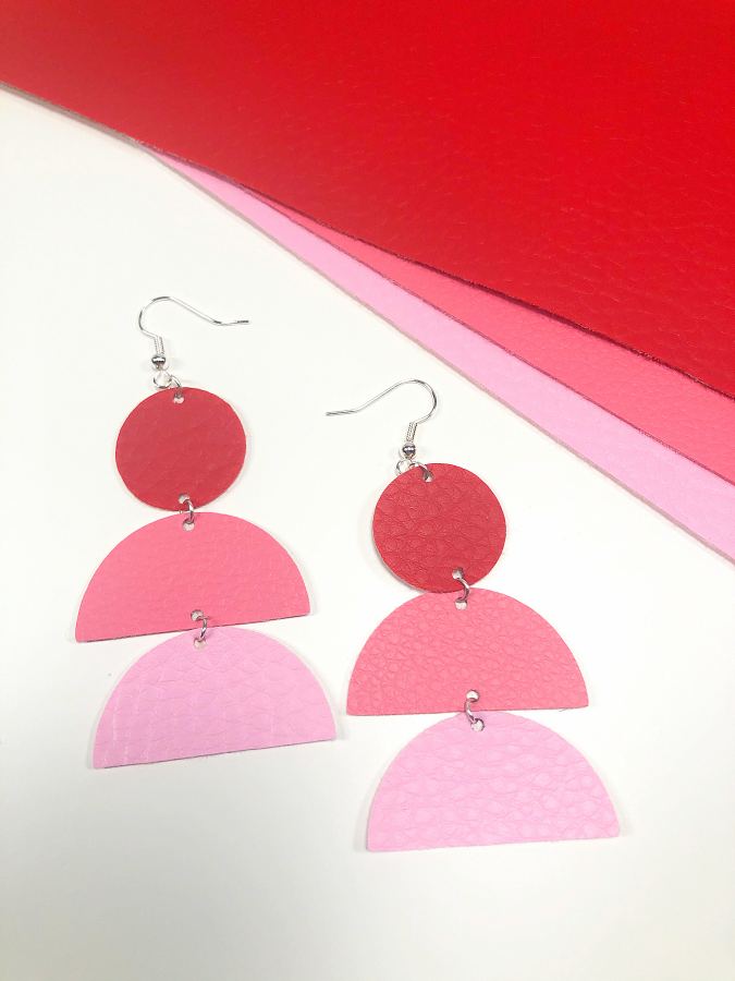Faux leather earrings with cricut