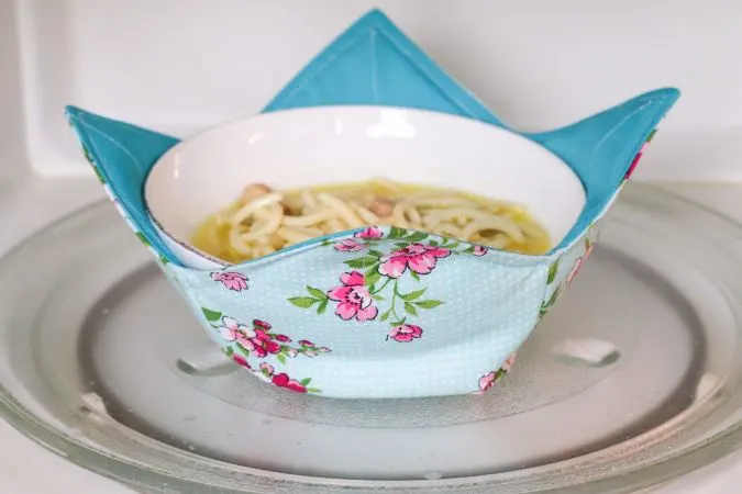 Microwave Bowl Cozy, Reversible Cozy, Hot Soup Bowl Holder