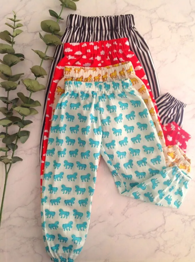 kids pants pattern with elastic hem and waist